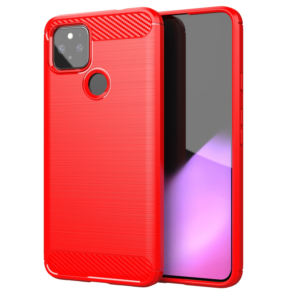 Мягкий красный чехол для Google Pixel 4A 5G, серия Carbon от Caseport