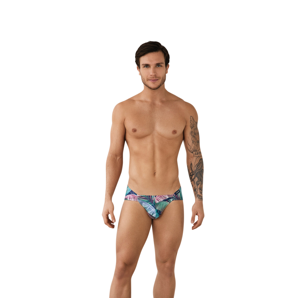 Мужские трусы слипы темно-синие с принтом Clever Moda WAVES BRIEF 096308