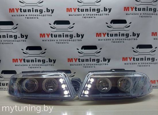 Передние фары angel eyes black для VW Passat B5 GP