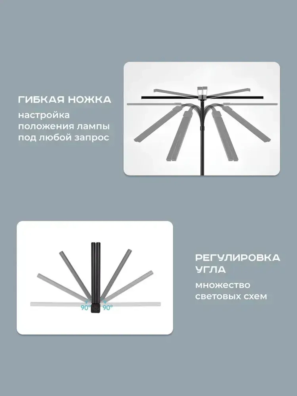 Лампа настольная светодиодная бестеневая 24W на струбцине для школьника, студента, маникюра, рукоделия Светильник настольный офисный черный