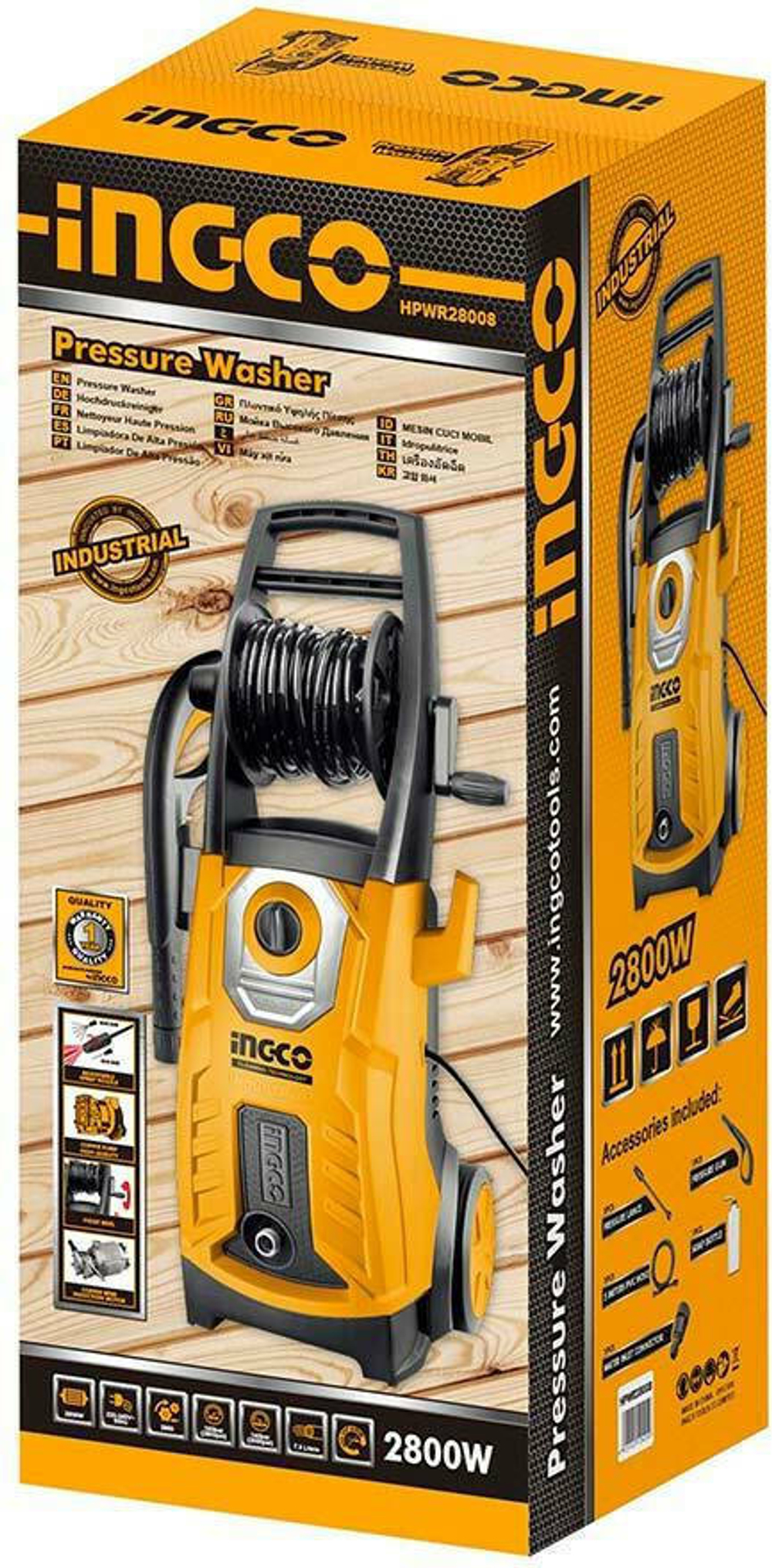 Мойка высокого давления INGCO HPWR28008 INDUSTRIAL 180 бар 2800 Вт