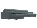 Диван П-образный с декором Лига-049 НПБ Лонг, Амур 07 РОГОЖКА серый