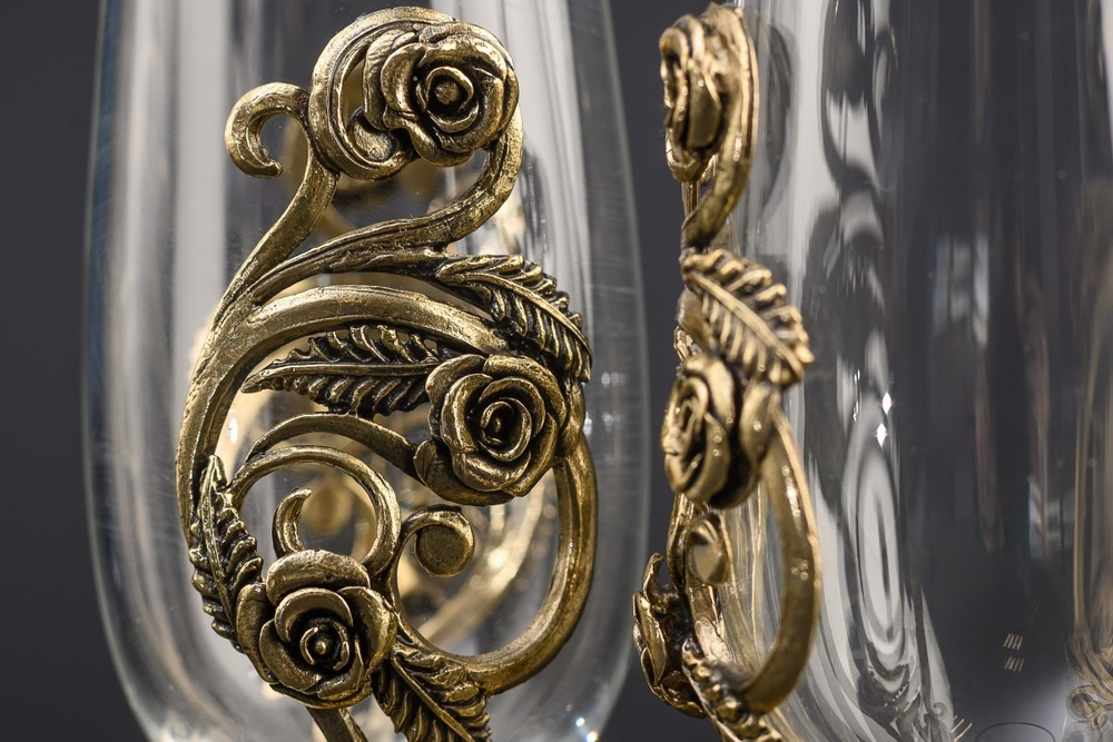 Набор бокалов для шампанского "Флора" 2 шт. в подарочном футляре