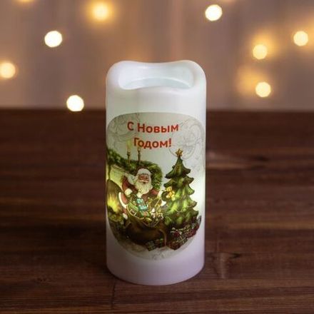 Проектор светодиодный EGNDS -SK светильник новогодний Свеча Санта теплый свет LED 3хААА 15см Эра Б0060551