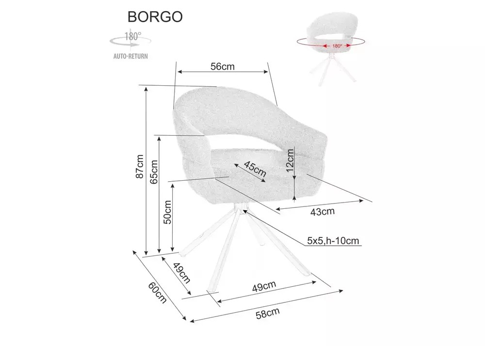 Стул SIGNAL BORGO Leo 32 темно-бежевый/черный, поворотный