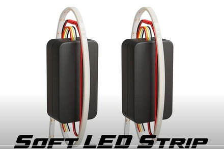 Светодиодные ленты ДХО+поворотник гибкие, 60см, 12v, Белый + Желтый, с режимом притухания (комплект, 2шт)