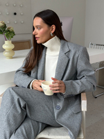 Жакет из шерсти однобортный светло-серый