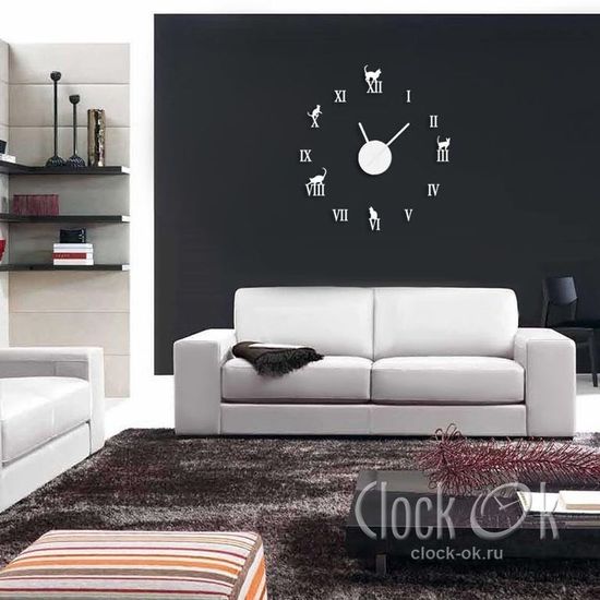 Настенные 3D часы Charm Cat