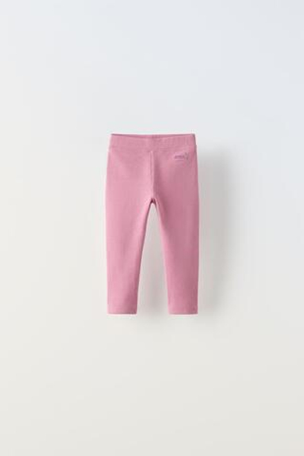 ZARA ЛЕГИНСЫ В РУБЧИК С НАШИВКОЙ, РОЗОВАТЫЙ