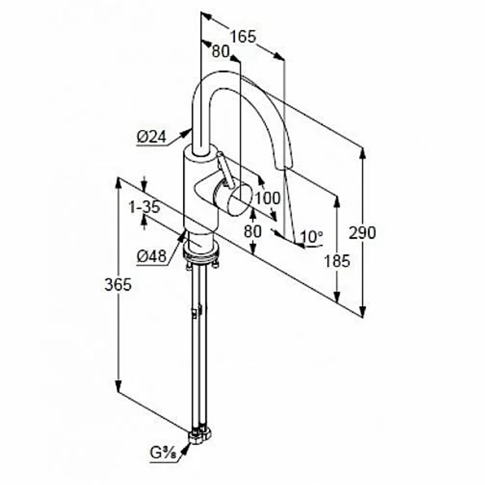 Смеситель для раковины Kludi Bozz 380283976 черный