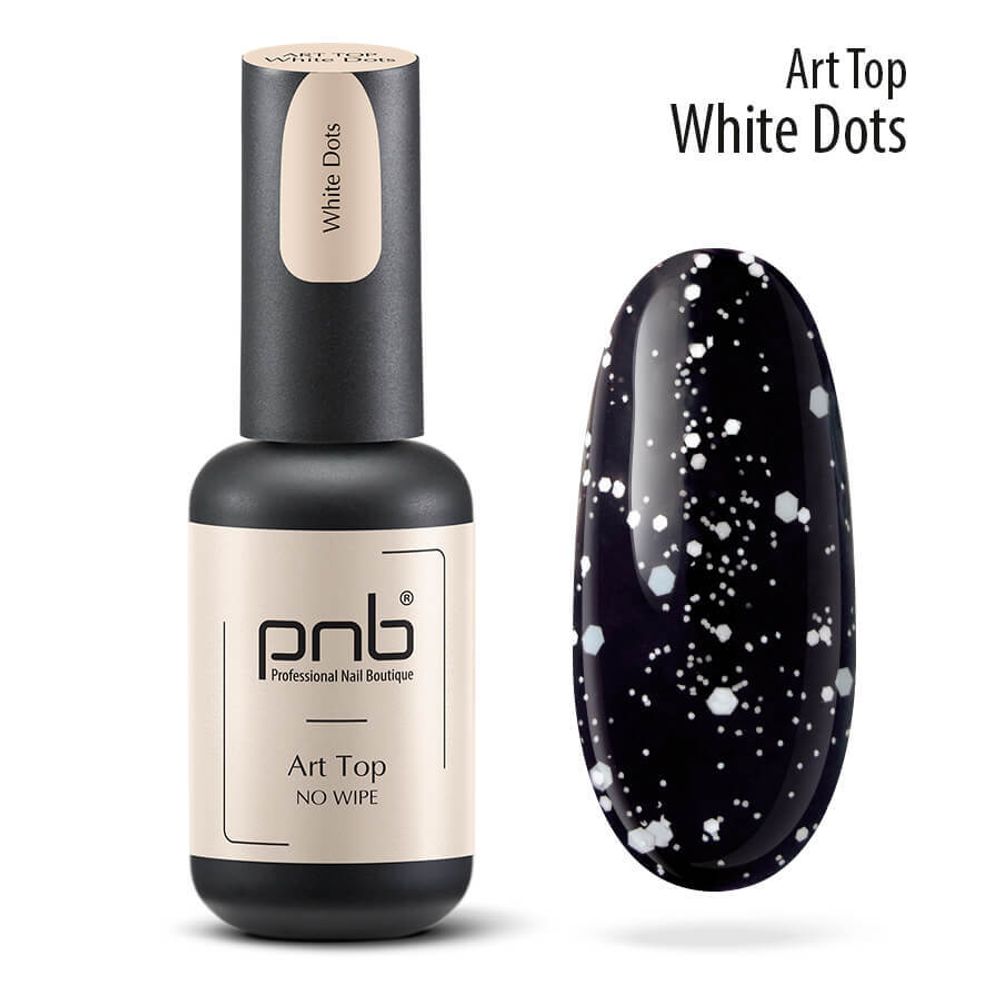 Топ PNB арт белые частички без липкого слоя глянцевый UV/LED White Dots 8мл