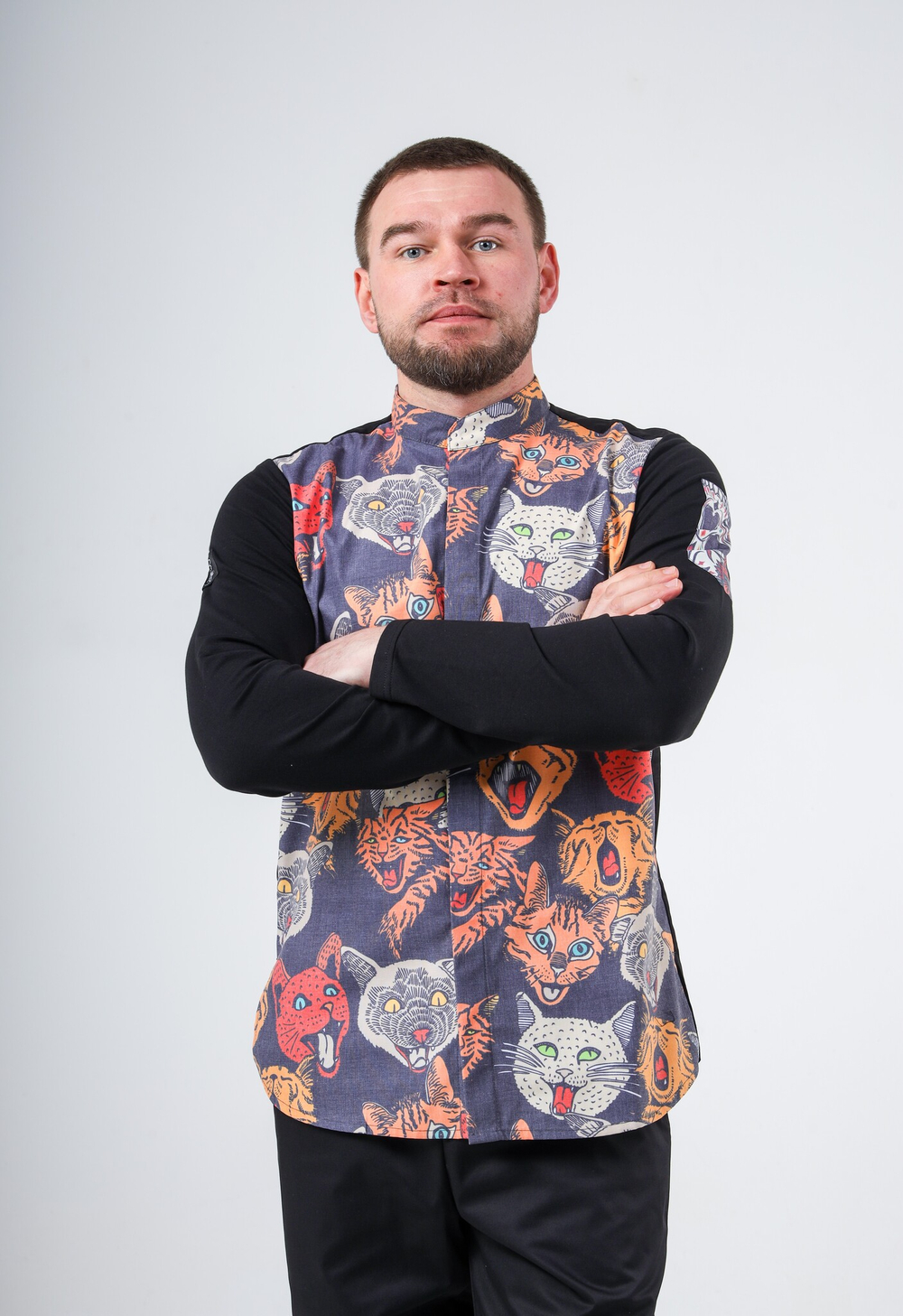 Китель поварской мужской Crazy Cats