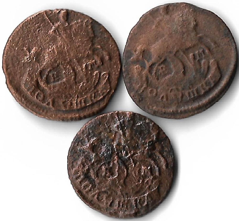 Набор медных монет 1766-1769 года (3 монеты) Полушка ЕМ (VG-F)