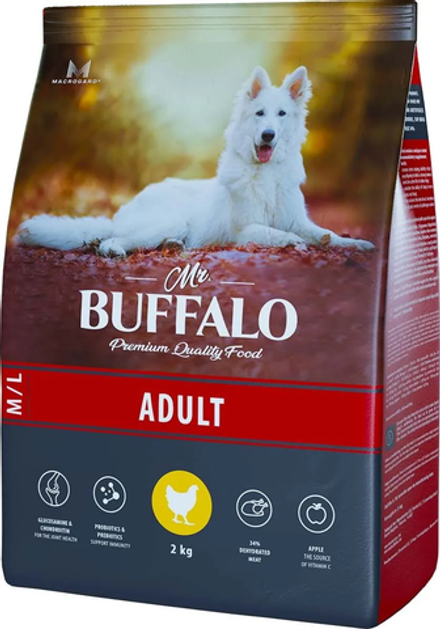 Mr.Buffalo 2кг Adult Сухой корм для взрослых собак средних и крупных пород Курица
