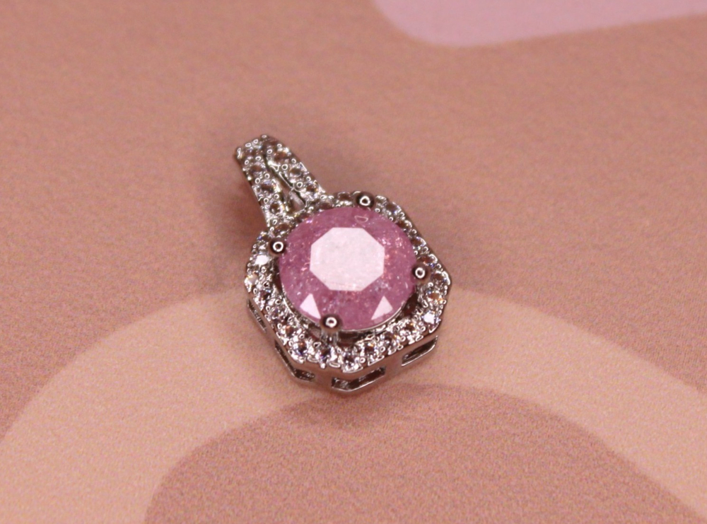 Подвеска кристалл 17х11 мм розовая