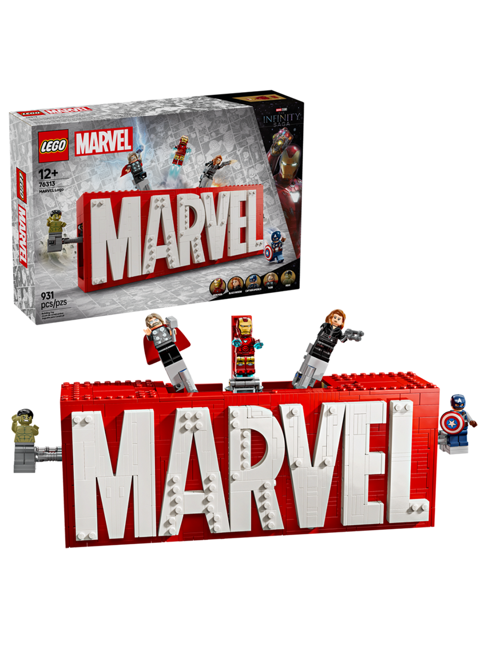 LEGO Super Heroes 76313 «Логотип и минифигурки Marvel» — коллекционный сет фанатов комиксов
