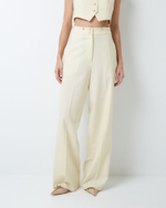 Брюки с регулируемым хлястиком из шерсти белый шоколад