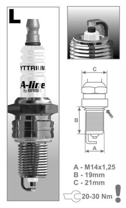Свечи BRISK A-LINE №10 LR15YCY-1 (0024) 2110 8-клап. (иттриев.) (4шт) ALINE10 / 0024 / LR15YCY1 /