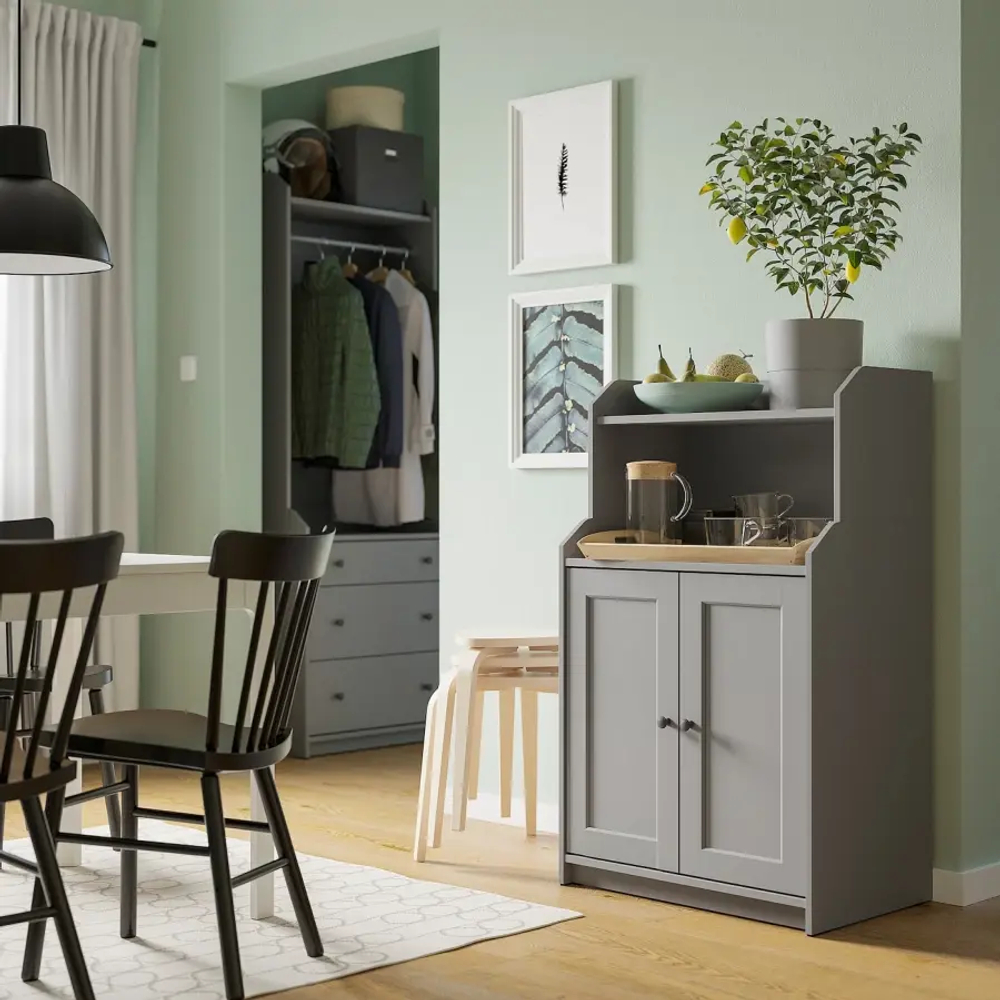 Шкаф - HAUGA IKEA/ХАУГА ИКЕА, 46х70х116 см, серый
