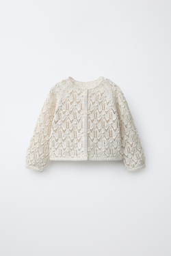 ZARA КАРДИГАН ИЗ СМЕСОВОГО ЛЬНА, СВЕТЛО-БЕЖЕВЫЙ