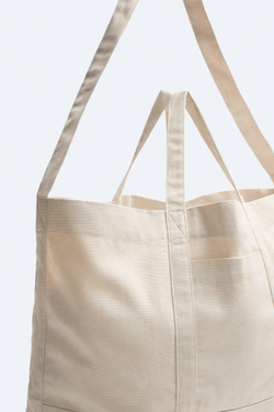 ZARA ХОЛЩОВАЯ СУМКА-ШОПЕР, БЕЛЫЙ ЭКРЮ