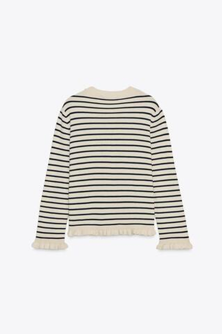 ZARA ТРИКОТАЖНЫЙ КАРДИГАН С ВОЛАНАМИ, ПОЛОСКИ