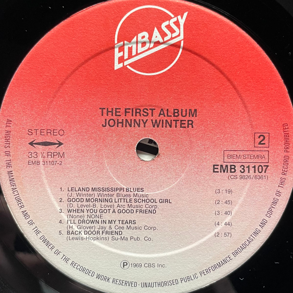 Johnny Winter ‎– The First Album (Европа)