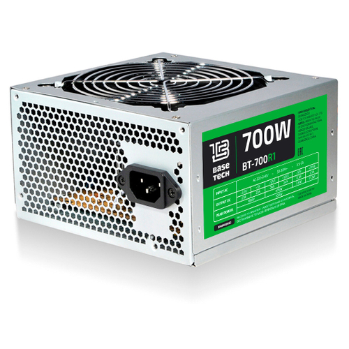 Блок питания ATX BaseTech R1, 700W, Bulk, 1x4+4pin, 1x6+2PIN, 4xSATA, 2xMOLEX (BT-700R1)