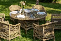 "Эспрессо-150 S" обеденная группа плетеная, цвет соломенный