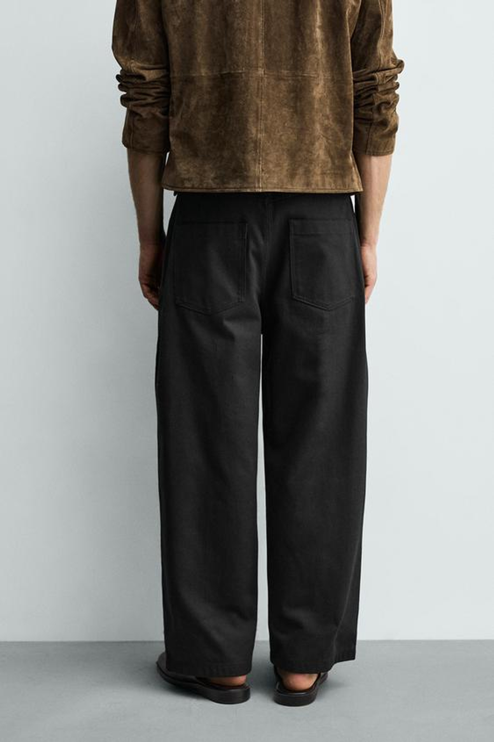 ZARA БРЮКИ RELAXED FIT, ЧЕРНЫЙ