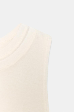 ZARA ТОП С ДВОЙНЫМ ЭФФЕКТОМ ИЗ ЛЕГКОЙ ТКАНИ, ЖЕЛТОВАТО-БЕЛЫЙ