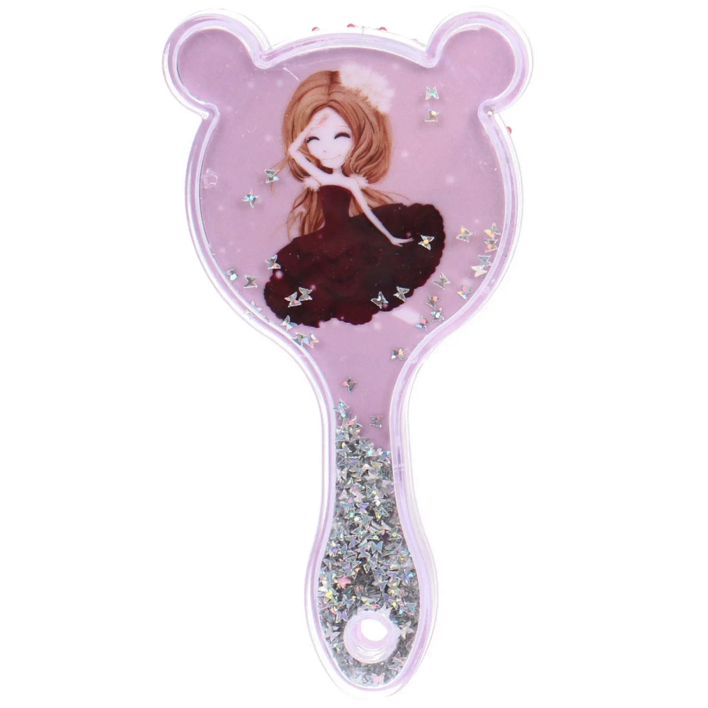 Расческа массажная детская «ДЕВОЧКИ», блестки, микс 4 дизайна, 17,5*5,2см (пакет с подвесом)