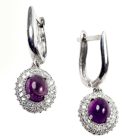 Серьги "Клаудиа" аметист, циркон