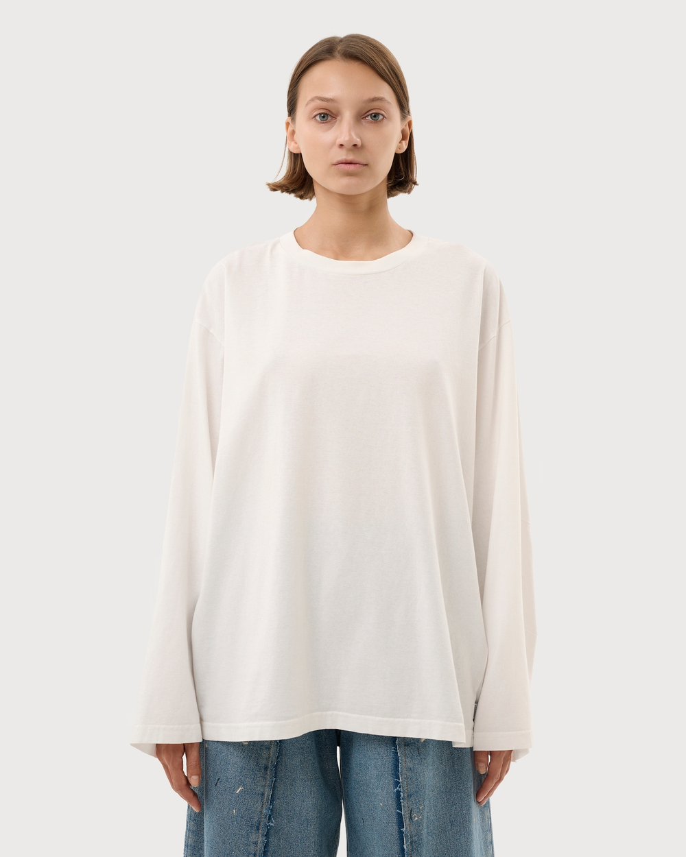 MM6 MAISON MARGIELA ЛОНГСЛИВ ЖЕНСКИЙ ИЗ ХЛОПКОВОГО ДЖЕРСИ БЕЛЫЙ