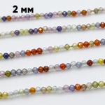 Фианит (кубический цирконий), цвет микс, размер 2 мм, цена за нить около 195 шт (38 см)