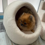 8307 MD Домик-норка для собак малых пород/кошек PREMIUM, кремово-бежевый "Furry MINK House" (М)