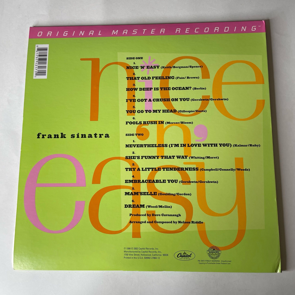 Винтажная виниловая пластинка LP Frank Sinatra, Nice N Easy (США 2009) Original Master Recording