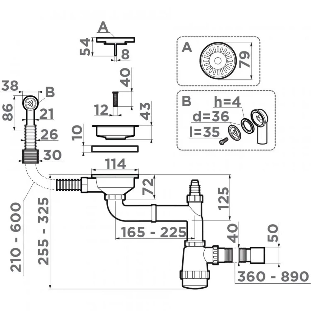 Сифон Omoikiri WK-1CL-W-C