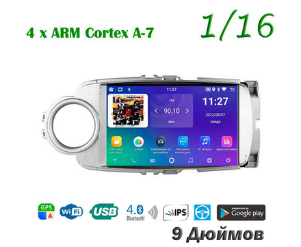 Topway TS7 1+16GB 8 ядер для Toyota Vitz 2010-2014