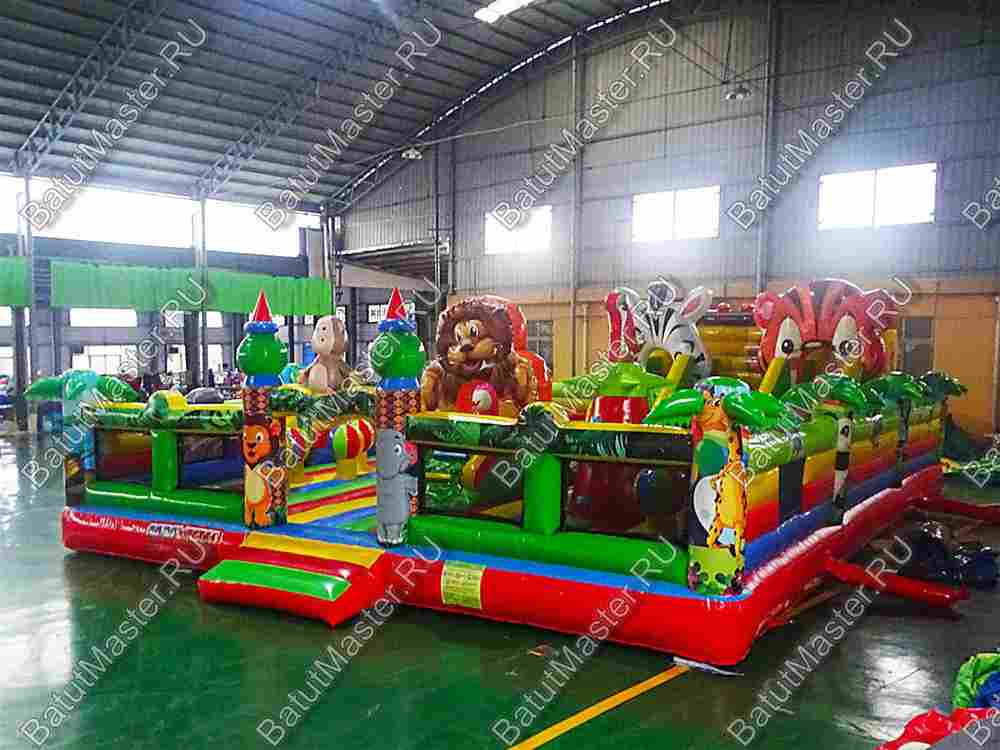 Коммерческий надувной батут "Зверята на радуге" 12*9*2.8 м.