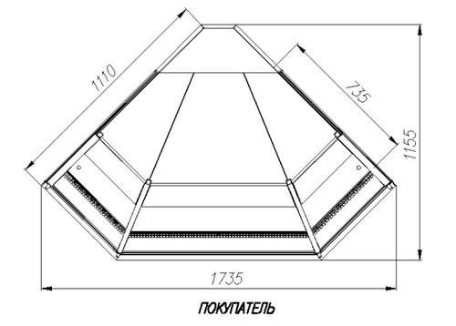 Холодильная витрина Carboma BAVARIA 2 GC110 VM-5 0011-9006 динамика (внешний угол 90)
