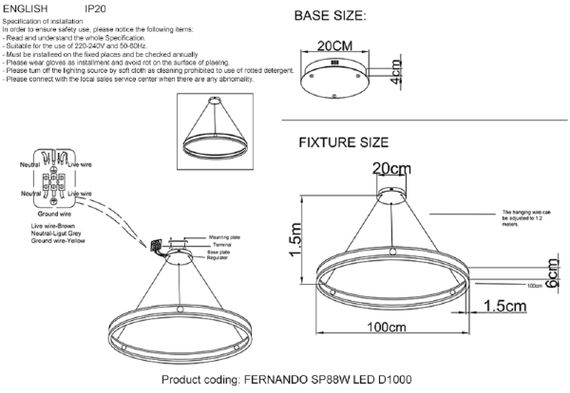 Подвесная люстра Crystal Lux FERNANDO SP88W LED D1000 COFFEE/BLACK