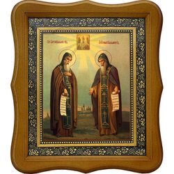 Сергий и Герман Валаамские Святые Преподобные. Икона на холсте.