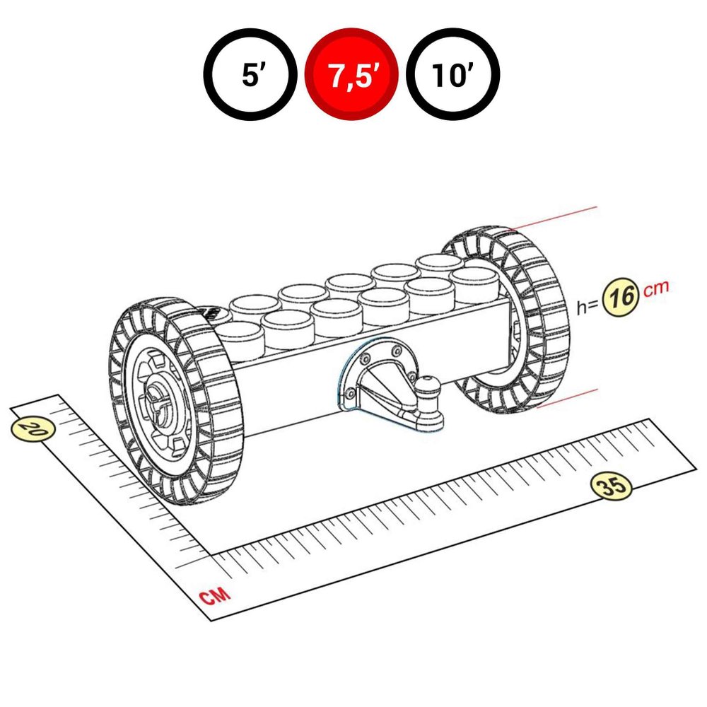 Мост без элементов фаркопа с колесами для GigaBloks