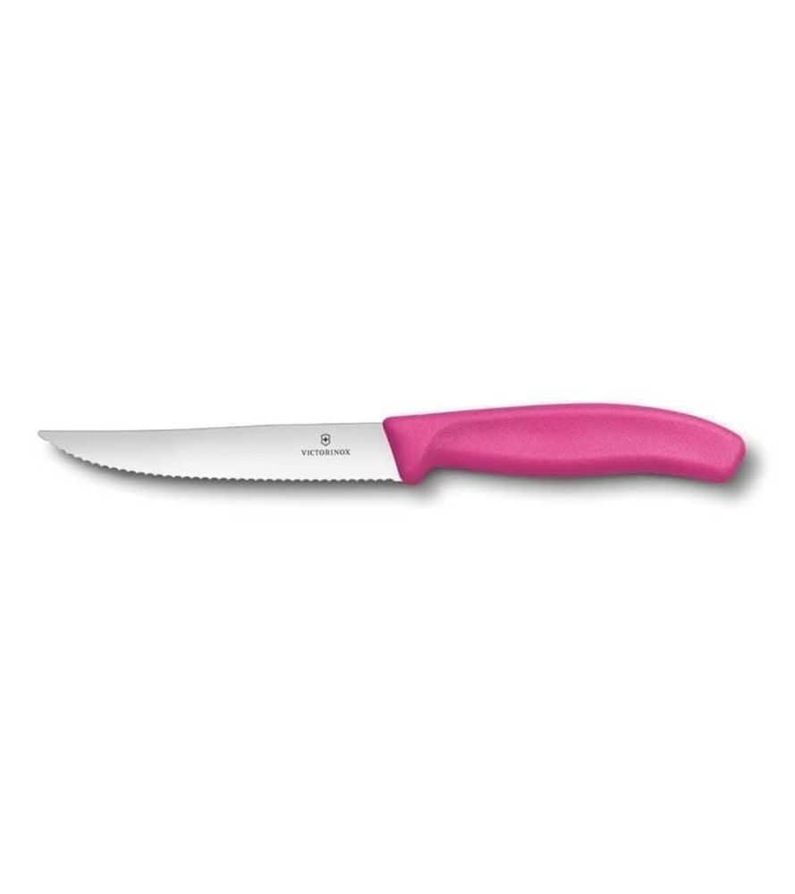 Нож для стейка и пиццы VICTORINOX SwissClassic &quot;Gourmet&quot;, 12 см, с волнистой кромкой, розовый