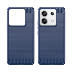 Чехол синего цвета в стиле карбон с увеличенными бортиками для Xiaomi Redmi Note 13 Pro 5G и Poco X6 5G, серия Carbon от Caseport