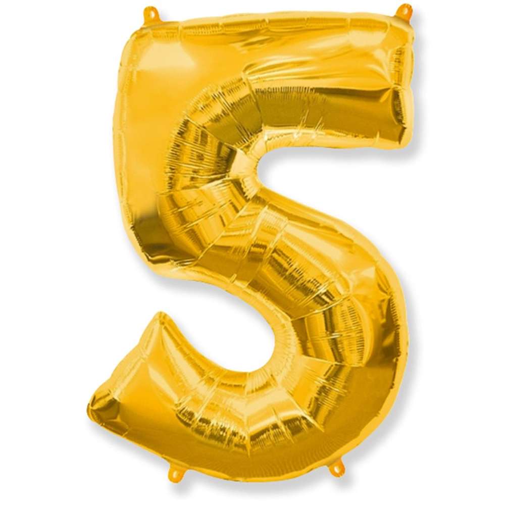 Шар фольгированный Цифра 5 101 см (Золотой)