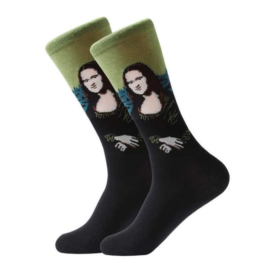 Носки «Мона Лиза» Леонардо Да Винчи, р-р 36-40 (ЗЕЛЕНЫЙ)