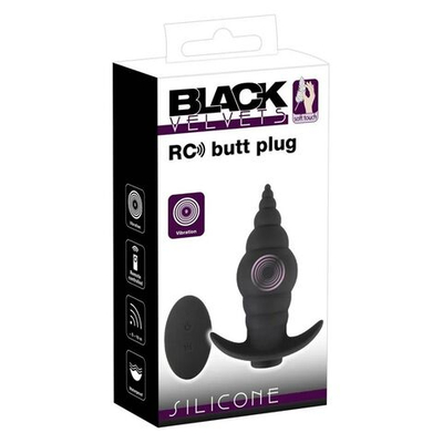 Черная анальная вибропробка RC Butt Plug - 9,6 см. (Цвет: черный)