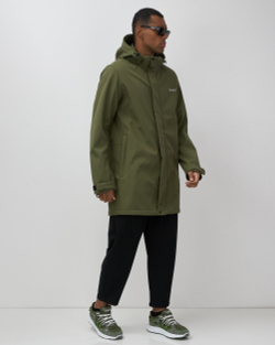 Парка спортивная мужская с капюшоном softshell цвета хаки 9565Kh